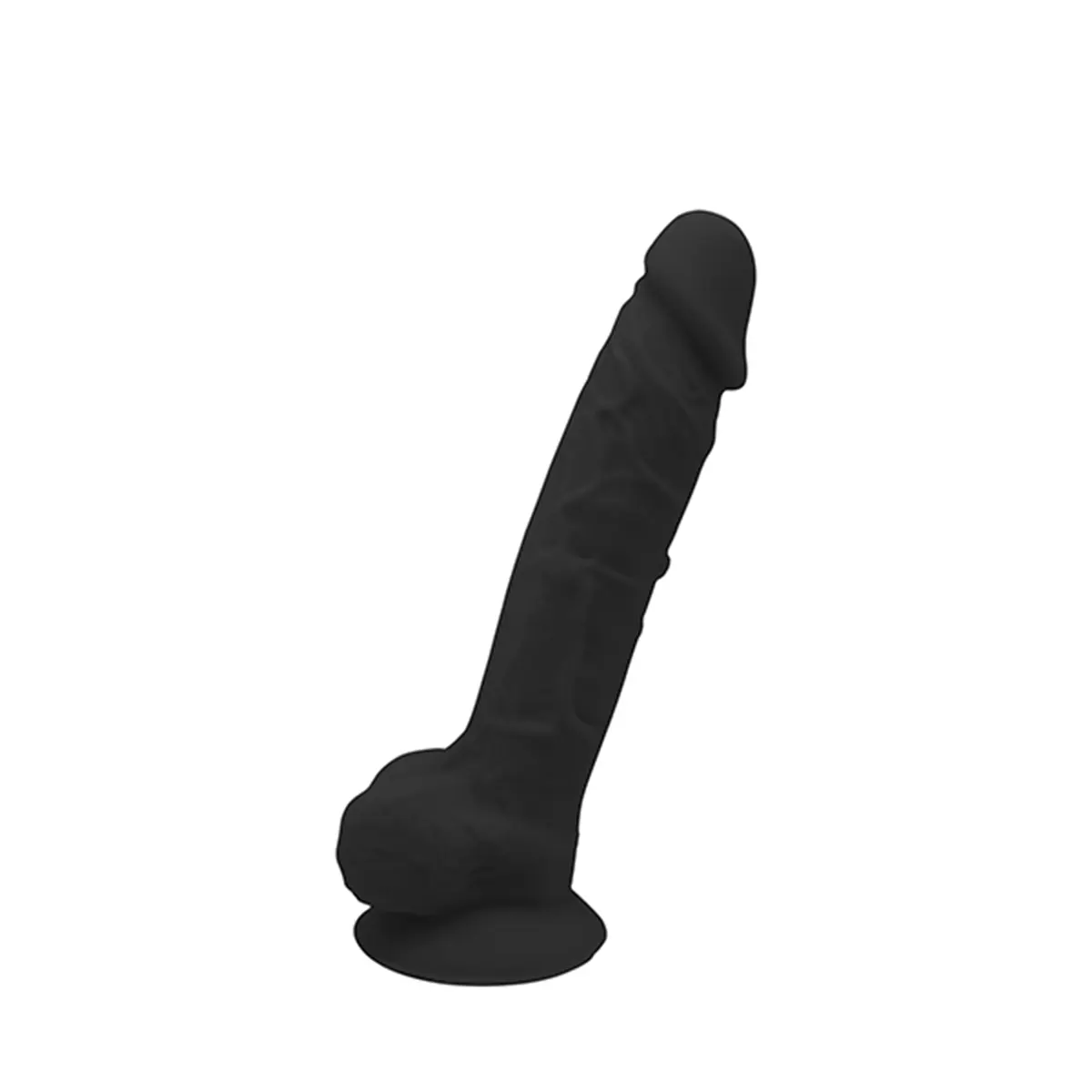 Crni silikonski termoaktivni dildo sa testisima
