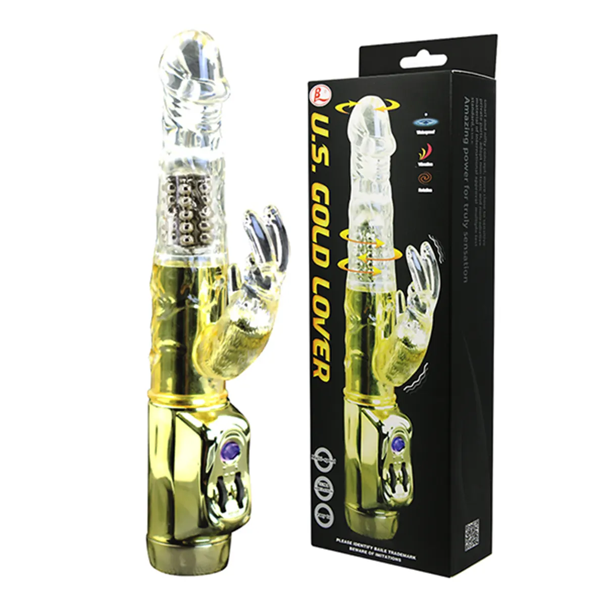 Zlatni multifunkcionalni vibrator sa rotacijom