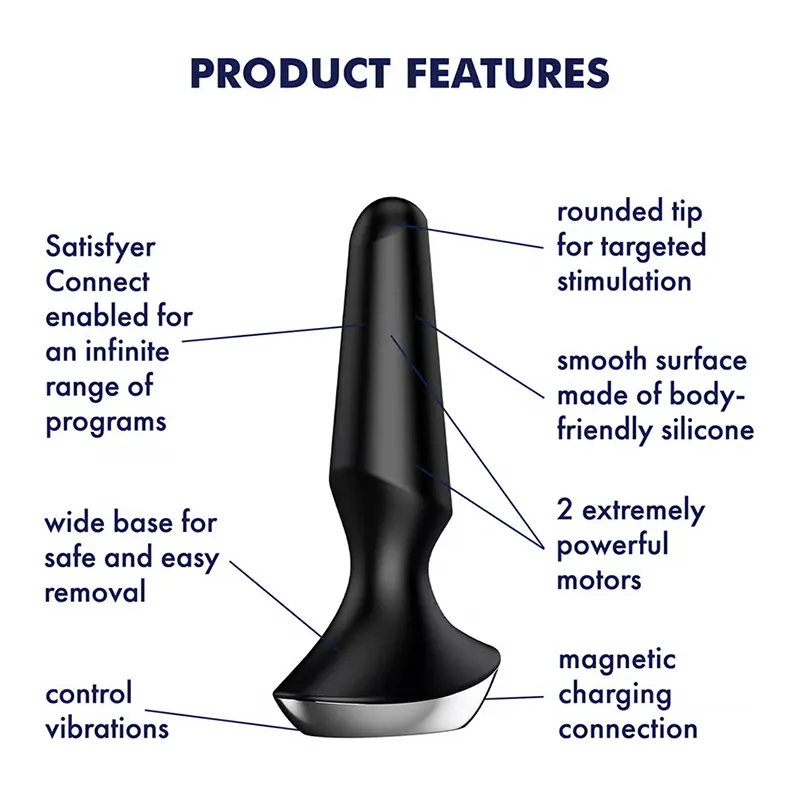 Analni vibrator aplikacija Satisfyer Plug-ilicious 2 Connect App black