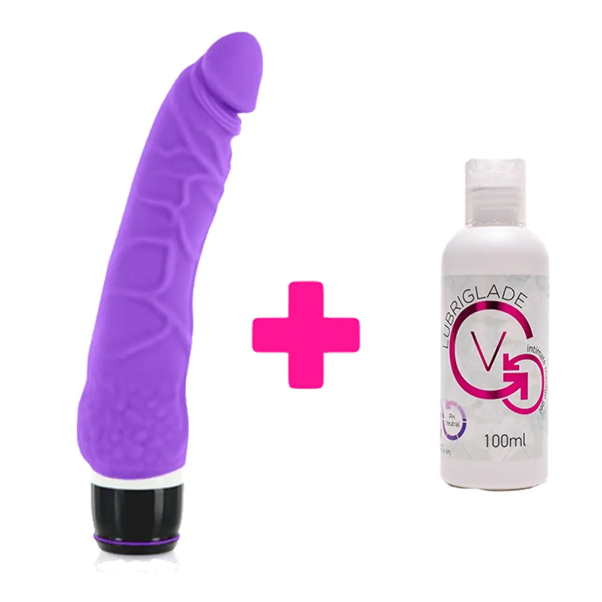Ljubičasti silikonski vibrator 21cm i Lubrikant