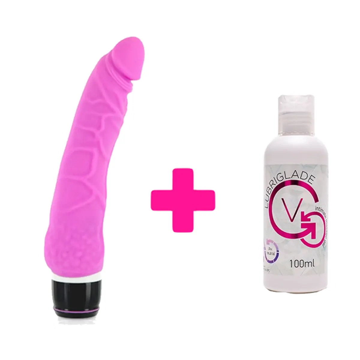 Rozi silikonski vibrator 21cm i Lubrikant