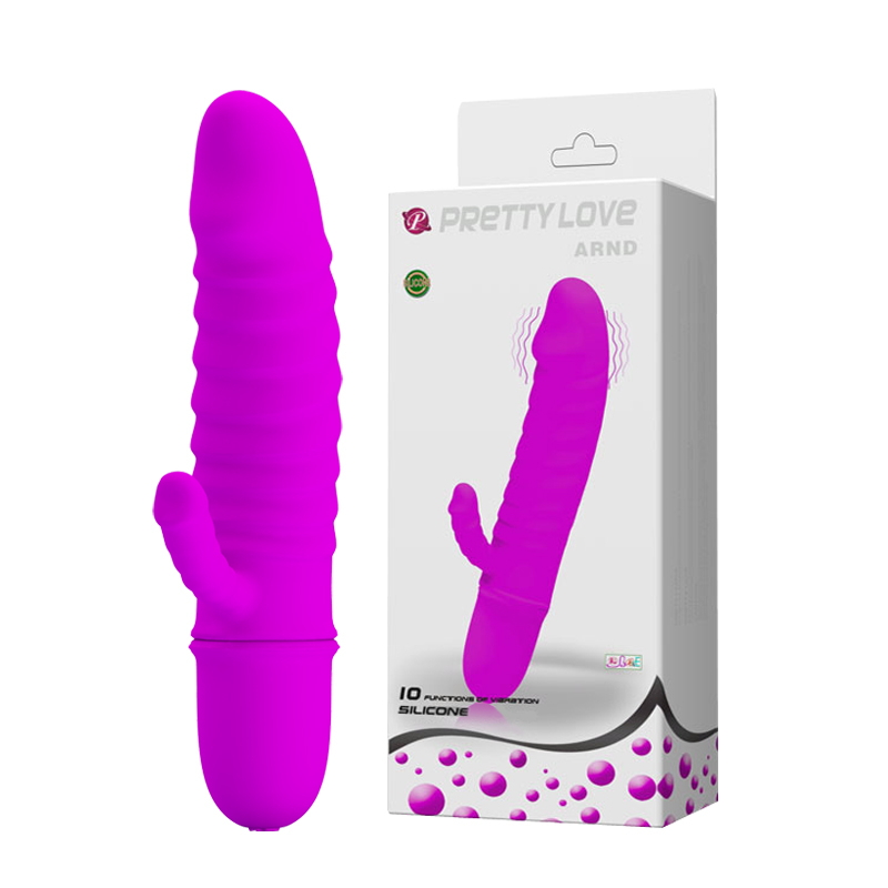 Ljubičasti silikonski vibrator sa dodatnom stimulacijom klitorisa