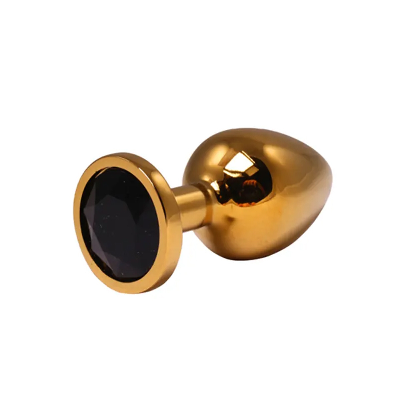 Srednji zlatni analni dildo sa crnim dijamantom