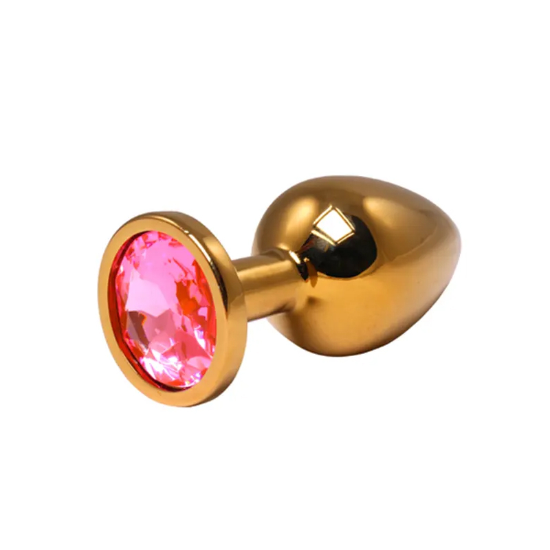Srednji zlatni analni dildo sa rozim dijamantom