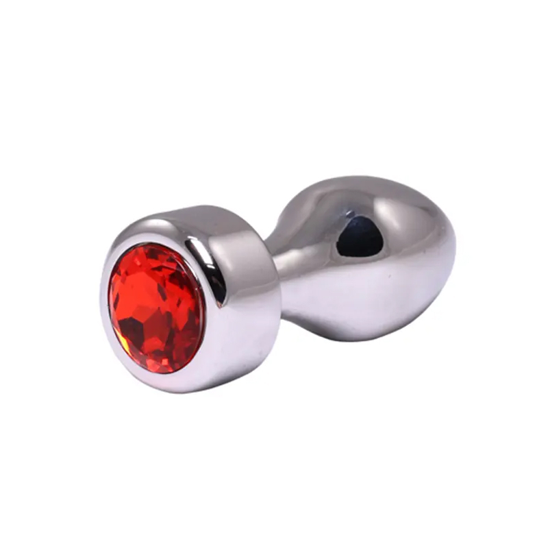 Metalni analni dildo sa crvenim dijamantom 8cm
