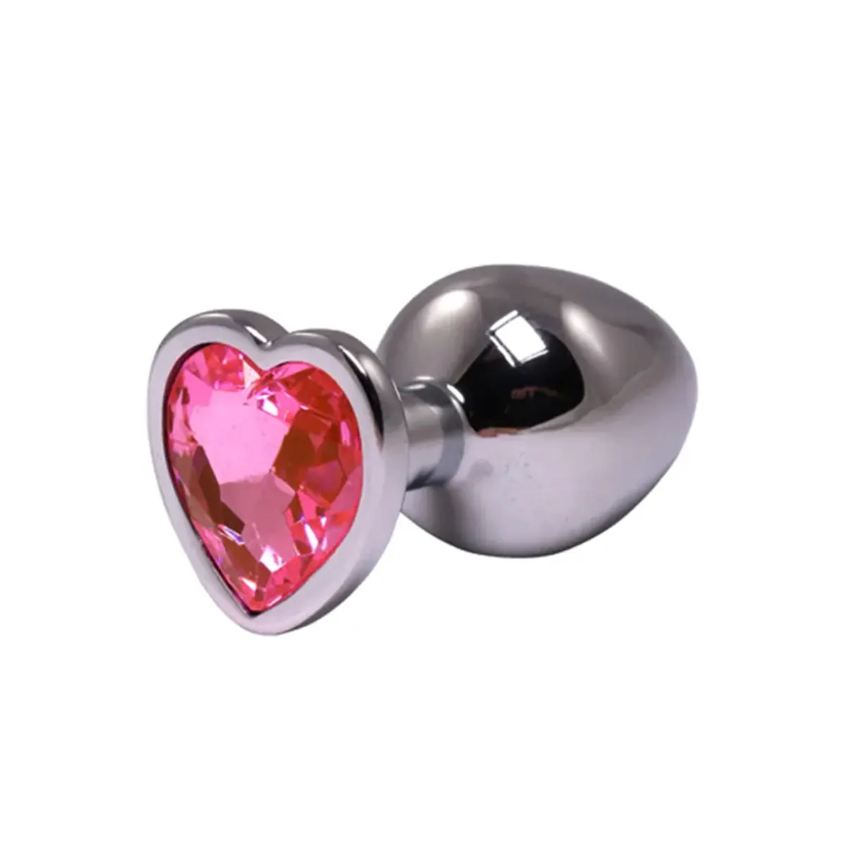 Srednji metalni analni dildo srce sa rozim dijamantom
