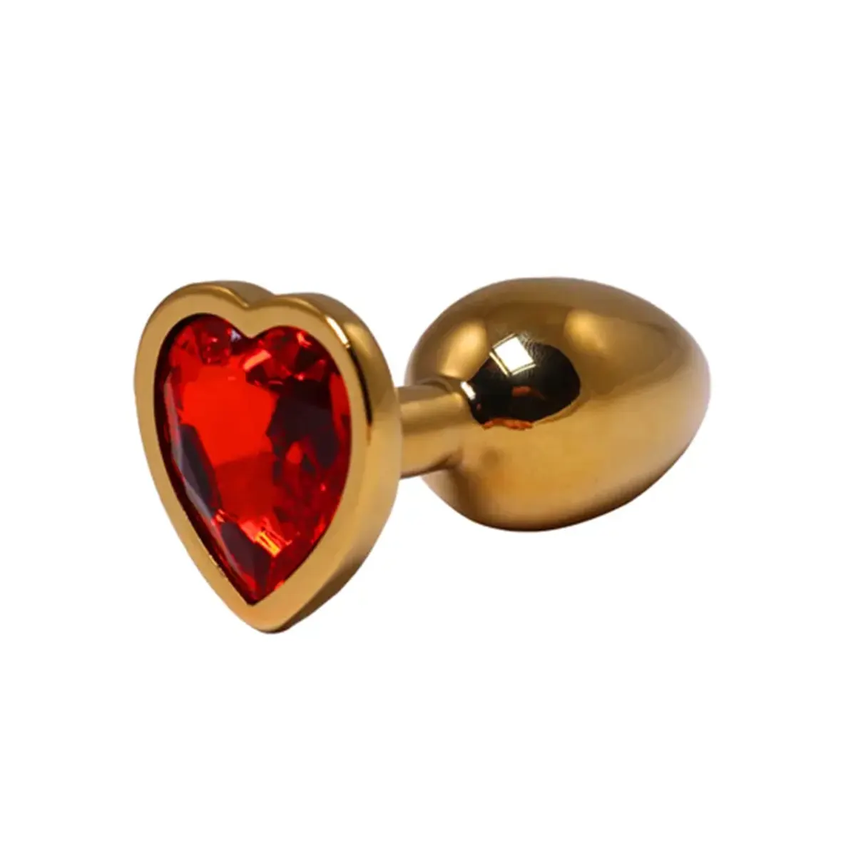 Mali zlatni analni dildo srce sa crvenim dijamantom