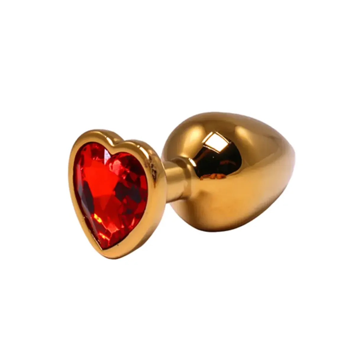 Srednji zlatni analni dildo srce sa crvenim dijamantom