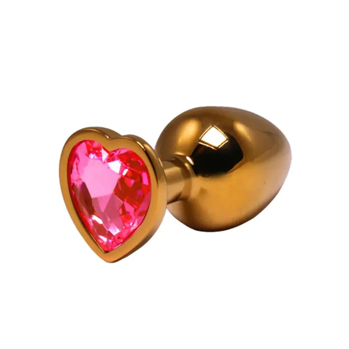 Veliki zlatni analni dildo srce sa rozim dijamantom