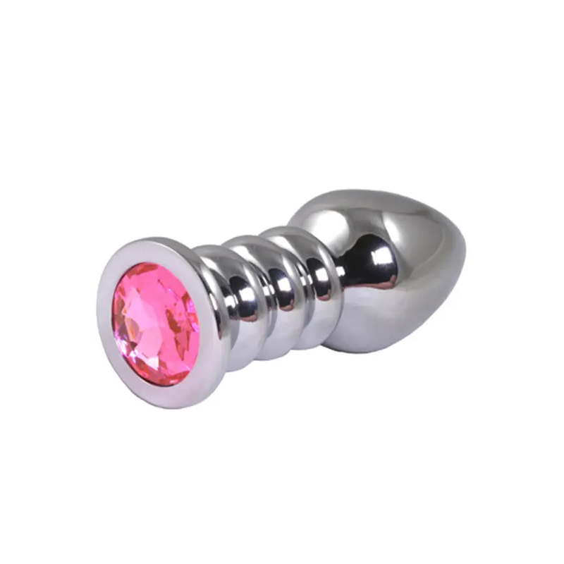 Metalni analni dildo sa rozim dijamantom 10cm