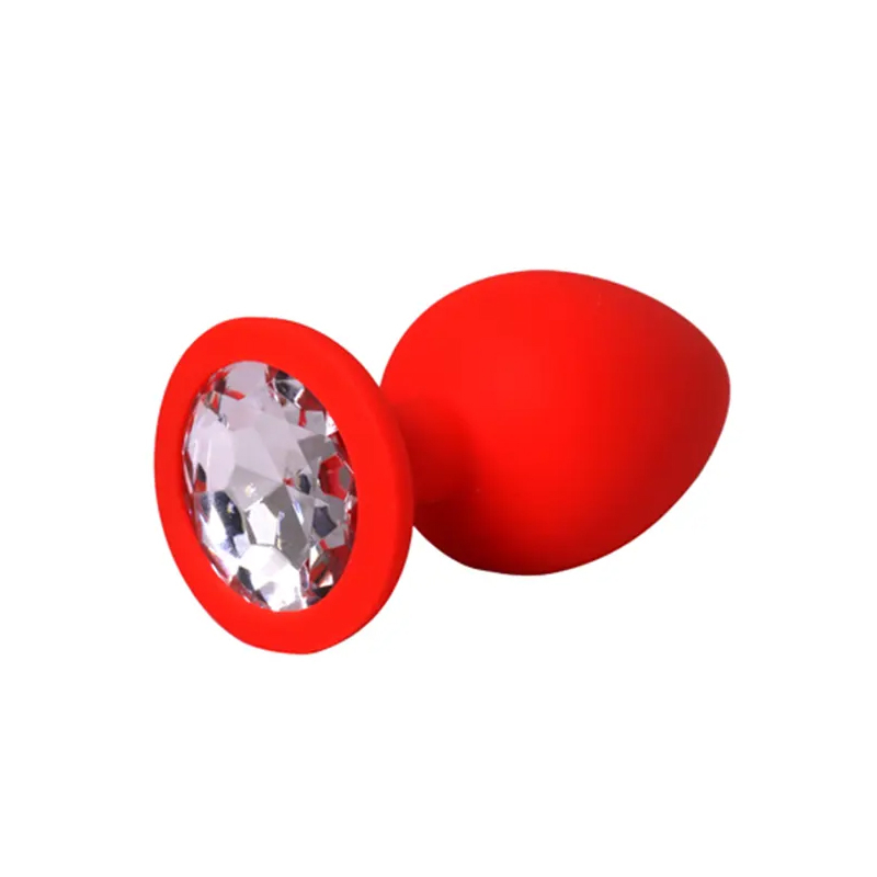 Mali crveni silikonski analni dildo sa dijamantom
