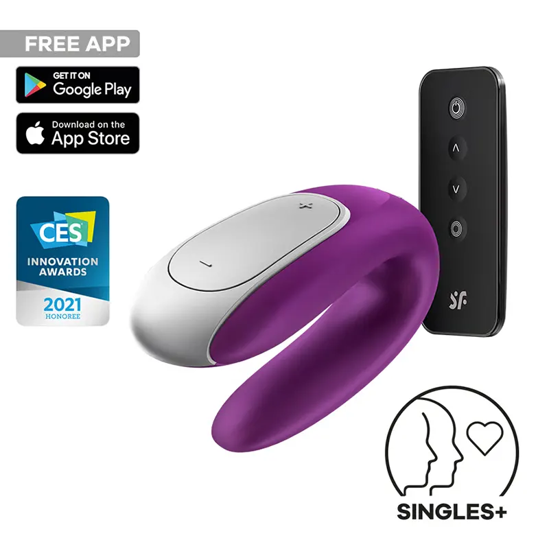 Vibrator za parove aplikacija Satisfyer Double Fun Violet