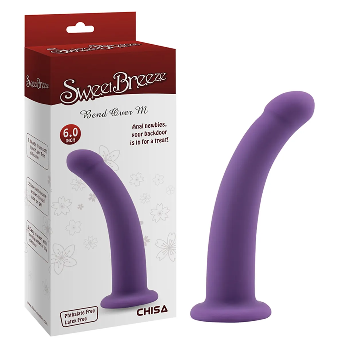 Ljubicasti silikonski dildo bez testisa Bend Over