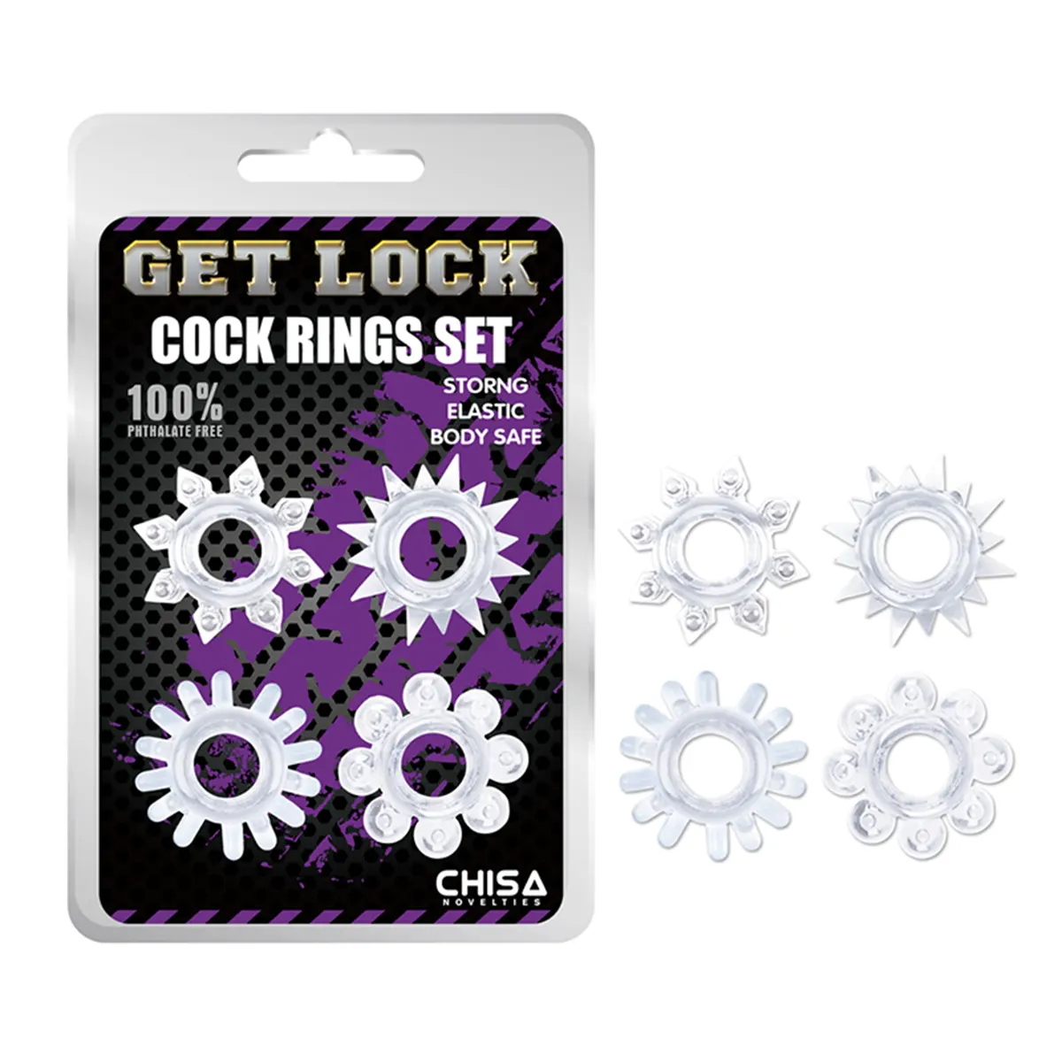 Set od 4 providna prstena za penis Get Lock