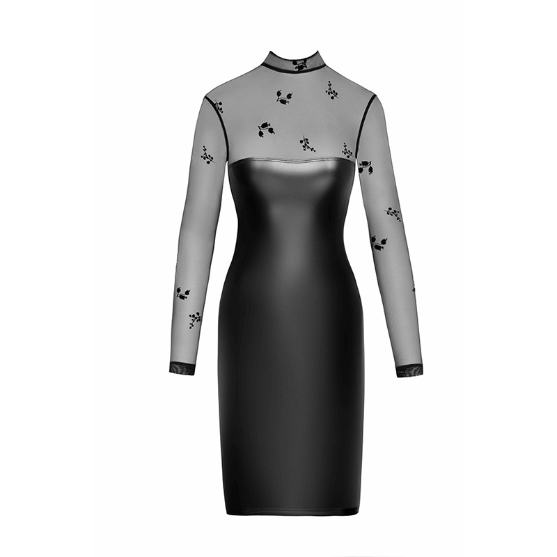 Seksi wetlook haljina Wetlook and flocked mesh midi dress