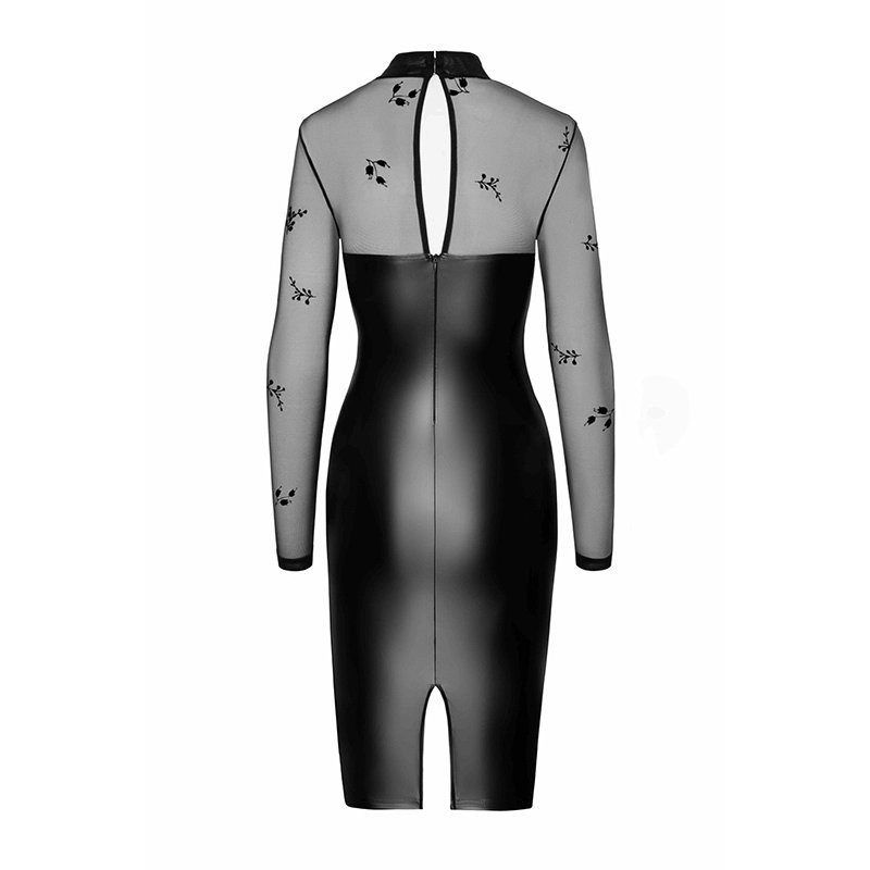 Seksi wetlook haljina Wetlook and flocked mesh midi dress
