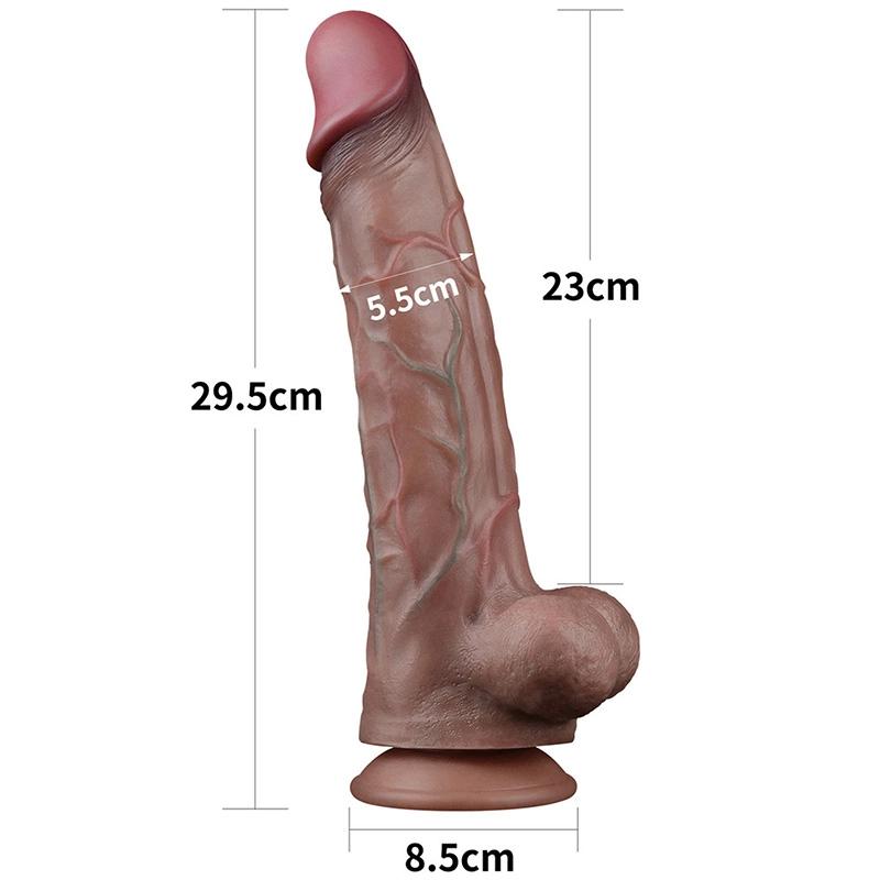 Dildo 30cm 11.5in Dual Layered Platinum Silicone Cock