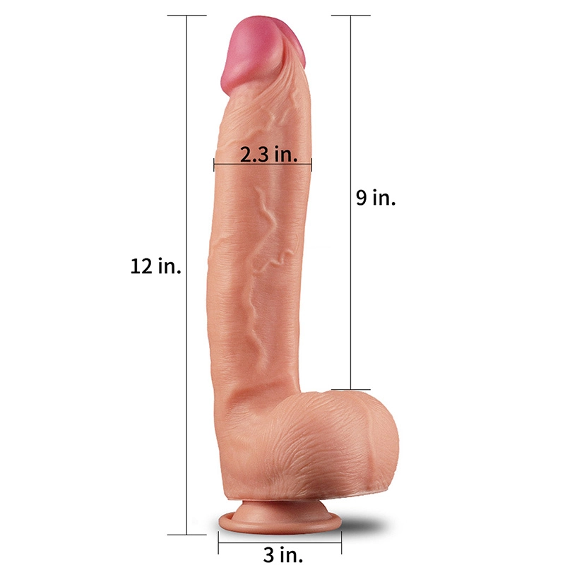 Dildo 30cm 12in Dual Layered Platinum Silicone Cock
