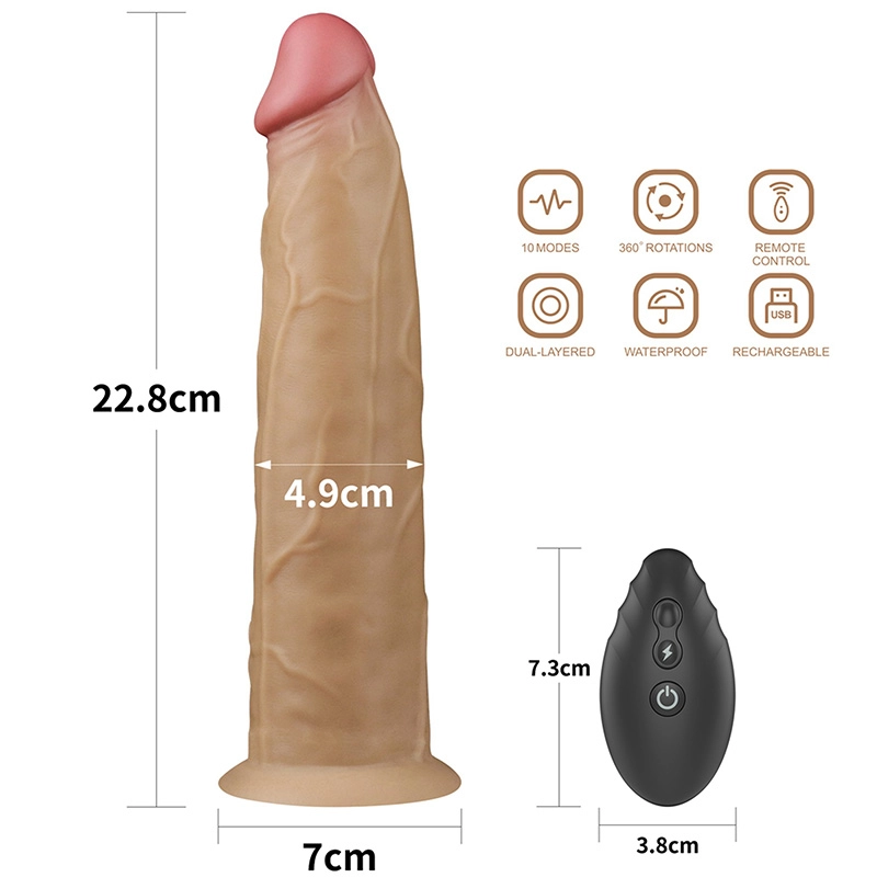 Rotirajuci dildo 23cm 9in Dual Layered Platinum Silicone Rotator