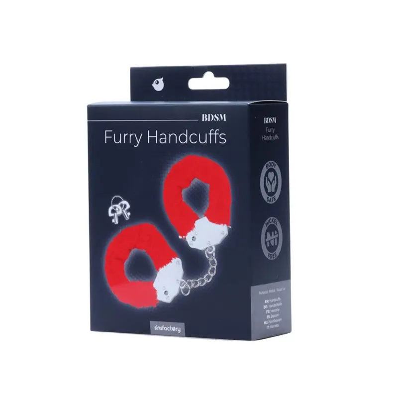 Metalne lisice crveno krzno Furry Fun Cuffs