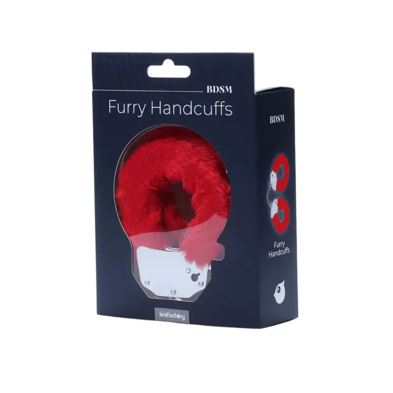 Metalne lisice crveno krzno Furry Fun Cuffs