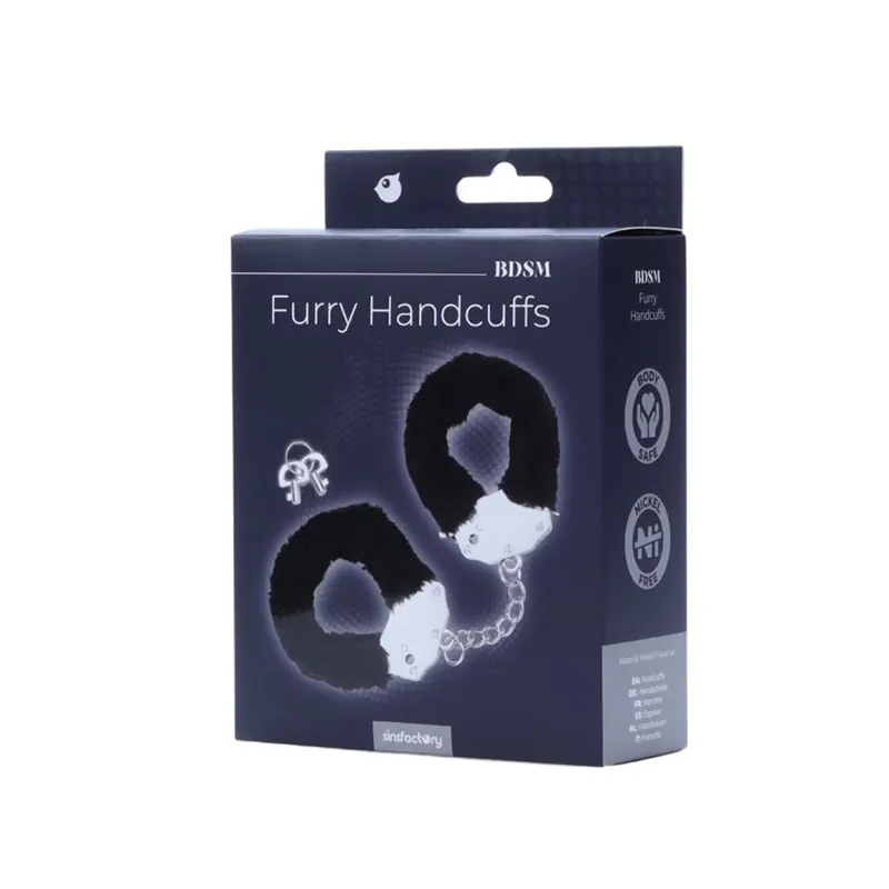 Metalne lisice crno krzno Furry Fun Cuffs
