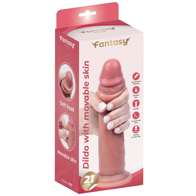 Silikonski dildo sa kožicom koja se pomera 21cm