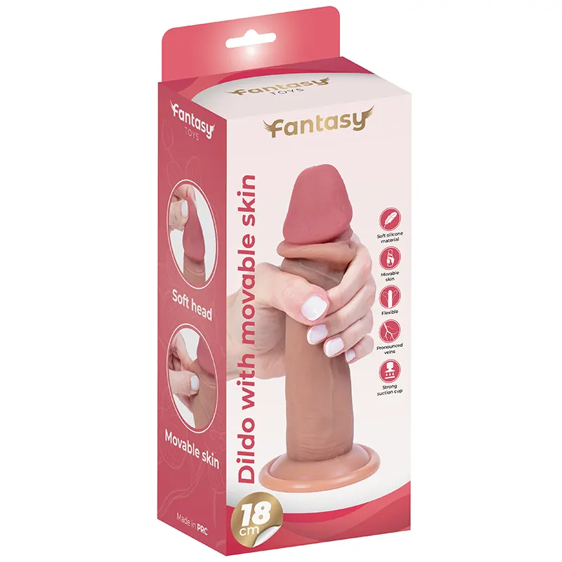 Silikonski dildo sa kožicom koja se pomera 18cm