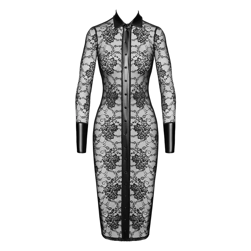 Seksi haljina Noirelle Lace Button up Midi dress