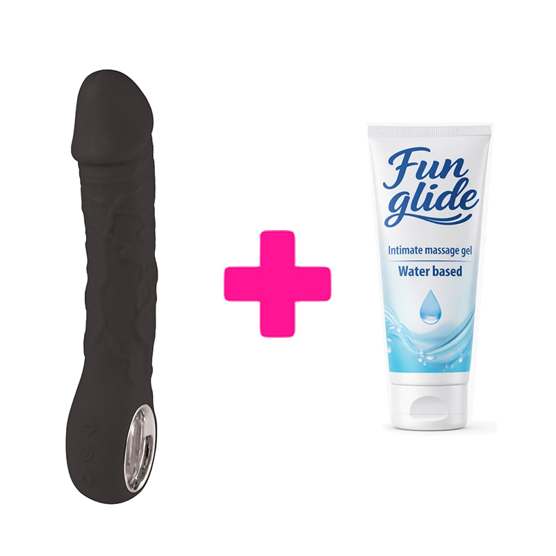 Silikonski vibrator Prometheus black i lubrikant