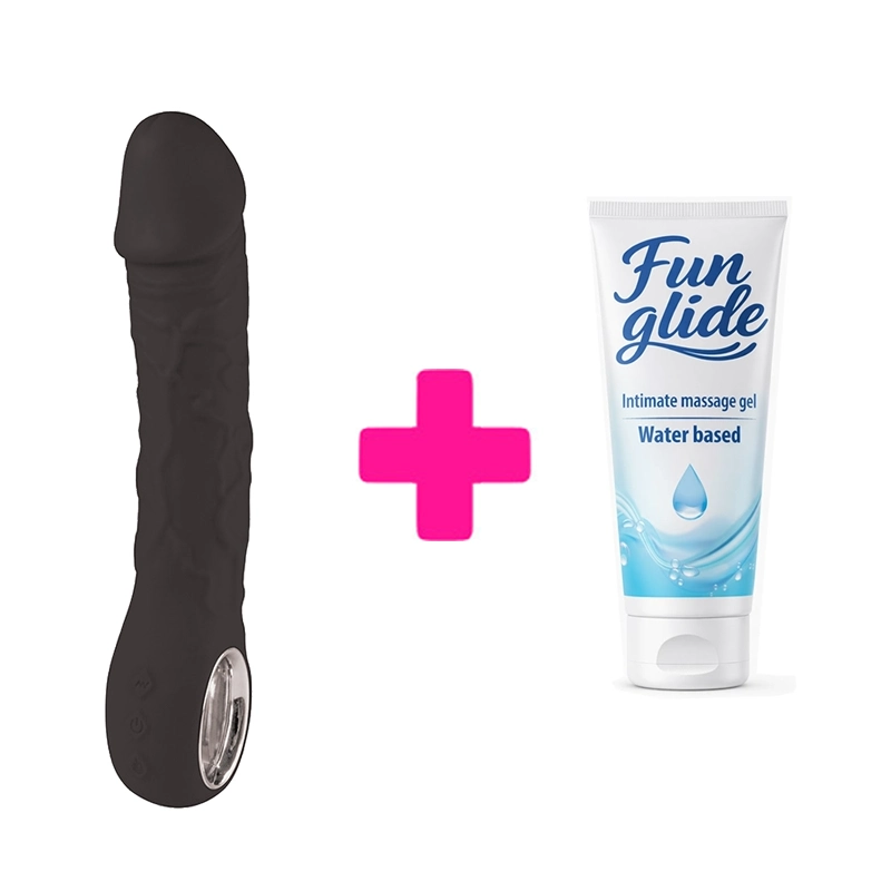 Silikonski vibrator Prometheus black i lubrikant