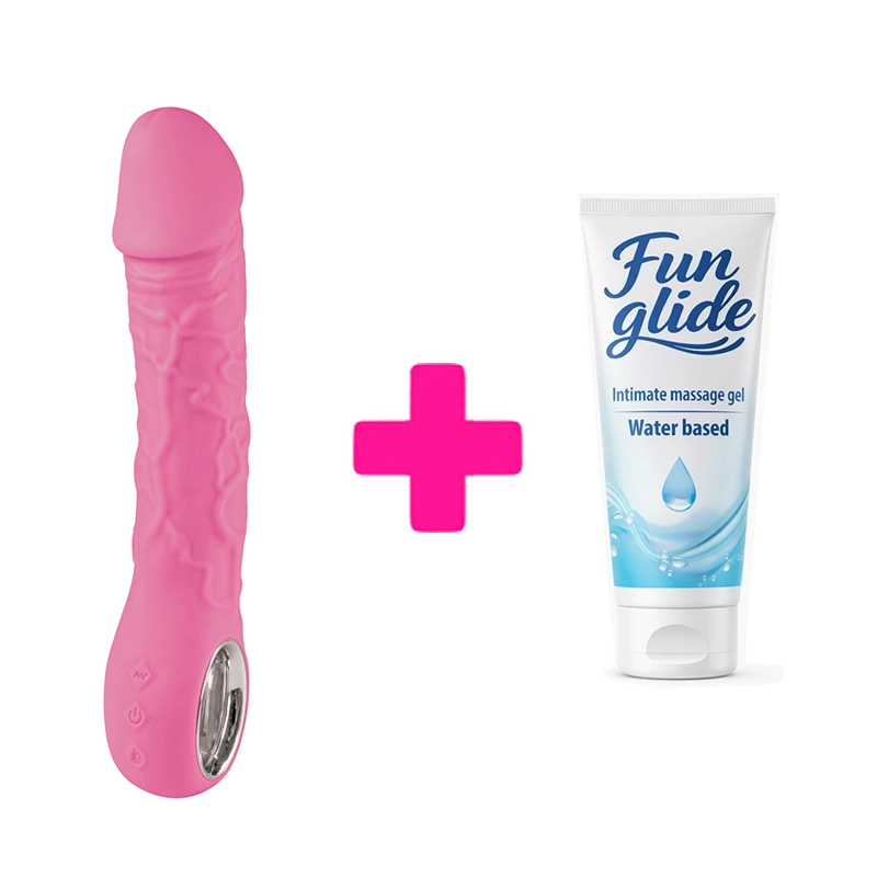 Silikonski vibrator Prometheus pink i lubrikant