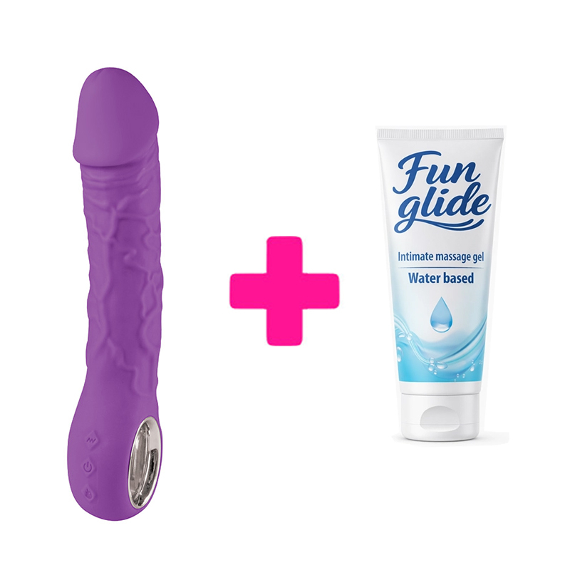 Silikonski vibrator Prometheus purple i lubrikant