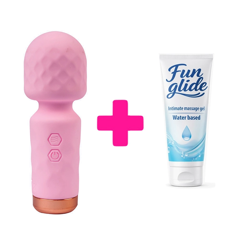 Mini wand Eros pink i lubrikant