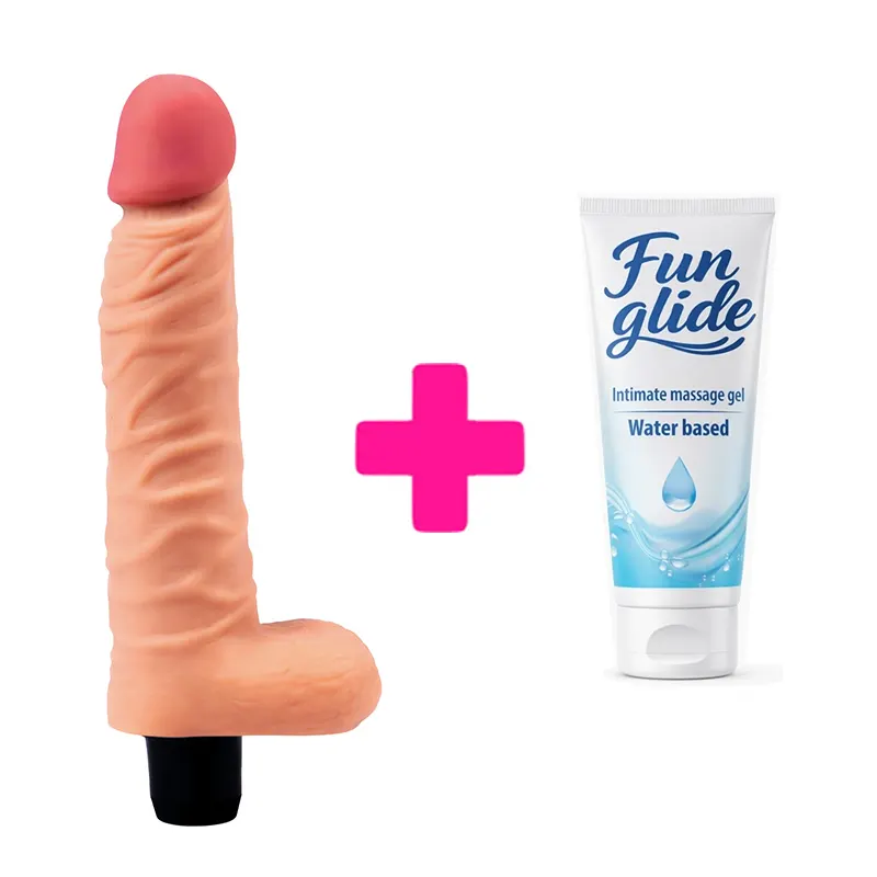 Mekani vibrator sa testisima 21cm the real deal i lubrikant
