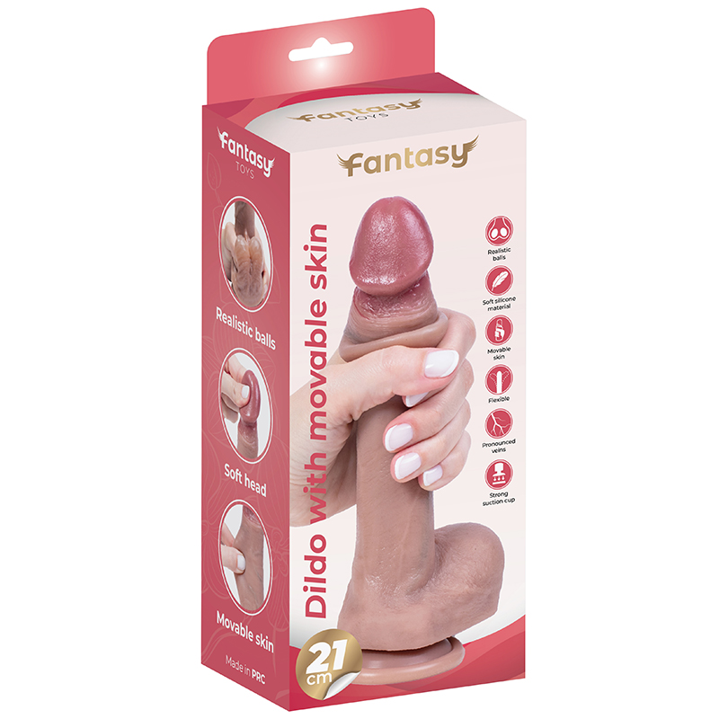 Silikonski dildo sa kozicom i realisticnim testisima 21cm i lubrikant