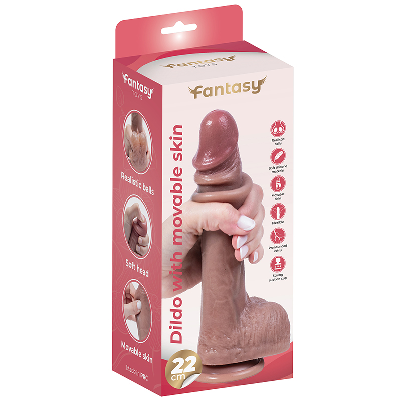 Silikonski dildo sa kozicom i realisticnim testisima 22cm i lubrikant