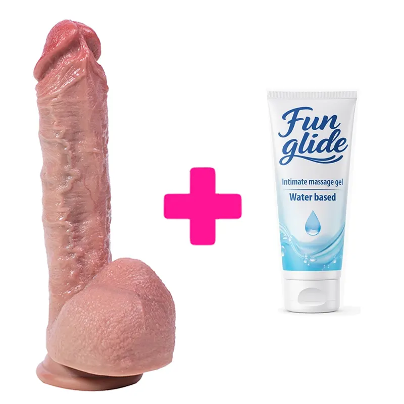 Savitljivi silikonski dildo Hyper Realistic Dildo i lubrikant