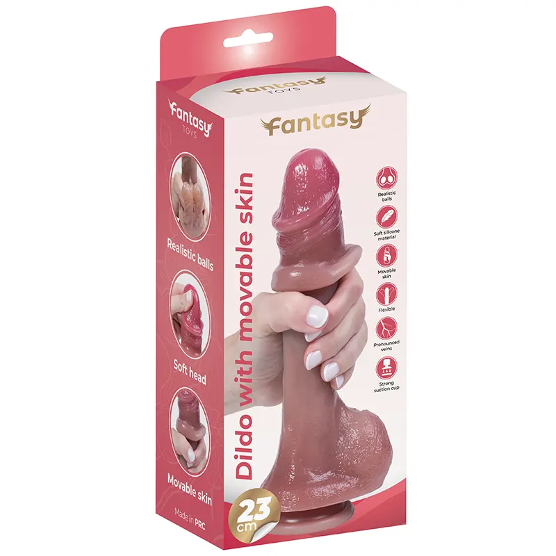 Silikonski dildo sa kozicom koja se pomera 23cm i lubrikant
