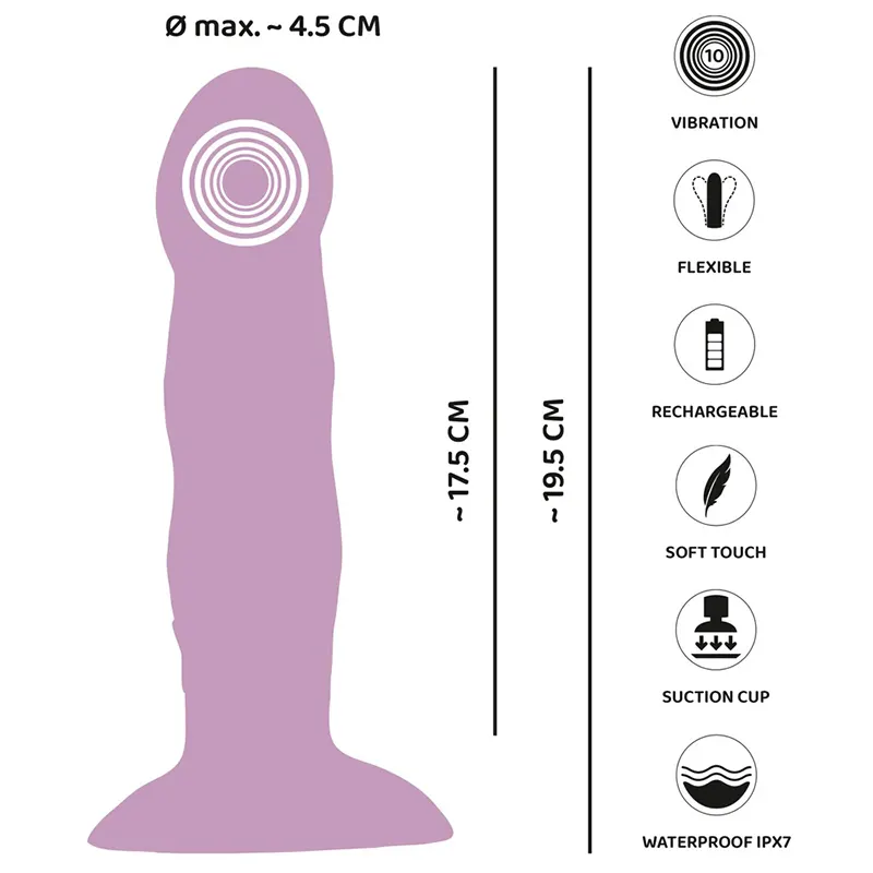 Silikonski vibro dildo Heart Guy Purple