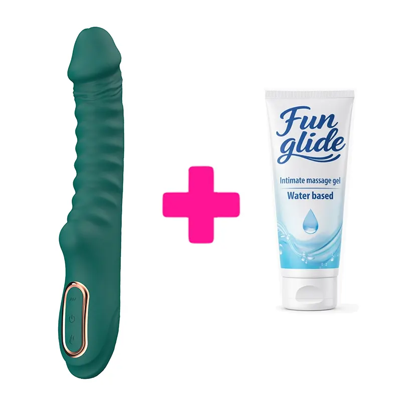 Rebrasti silikonski vibrator Enyalius Green i lubrikant ku173
