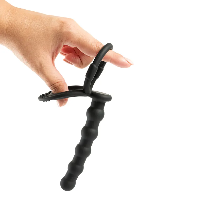Crni silikonski dildo za duplu penetraciju i lubrikant ku209