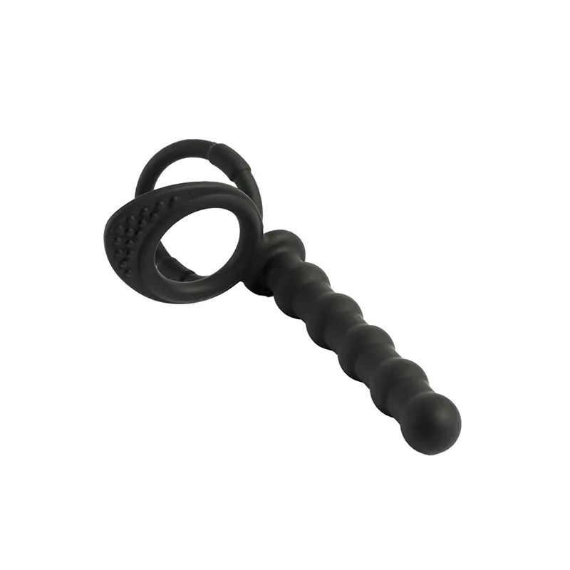 Crni silikonski dildo za duplu penetraciju i lubrikant ku209